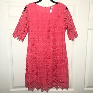 Francesca's Alya Lace Crochet Pink Dress